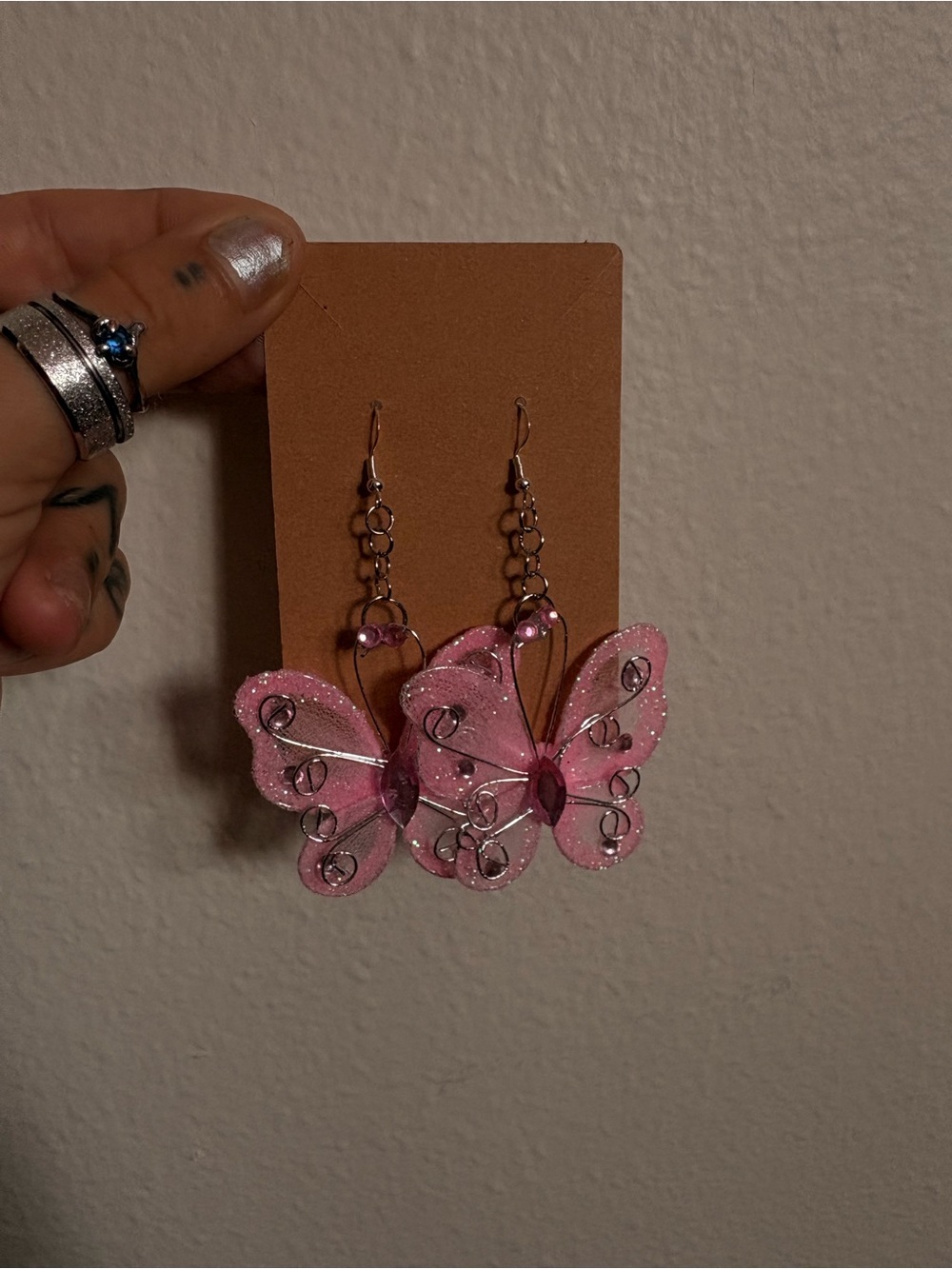 Hand made Pink Butterfly fairy Dangle Earrings - Women Jewelry